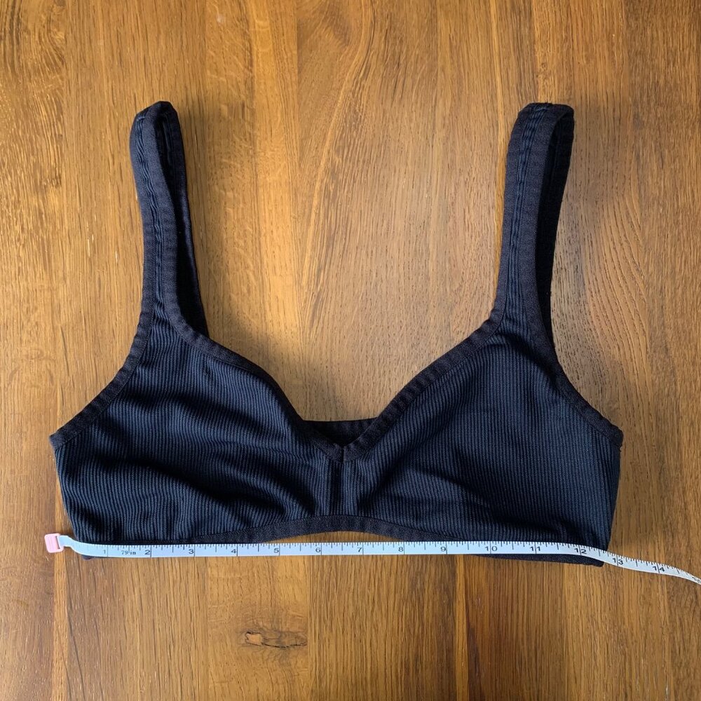 FOR LOVE AND LEMONS Comfy Wireless Bra Womens Large L Black Ribbed No Underwire - Picture 4 of 6